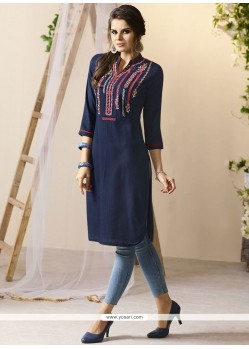 Rayon Navy Blue Party Wear Kurti