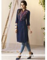 Rayon Navy Blue Party Wear Kurti