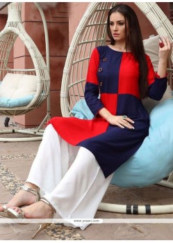 Rayon Plain Work Party Wear Kurti