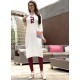 Print Work Rayon White Party Wear Kurti