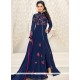 Hina Khan Navy Blue Resham Work Designer Suit