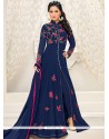 Hina Khan Navy Blue Resham Work Designer Suit
