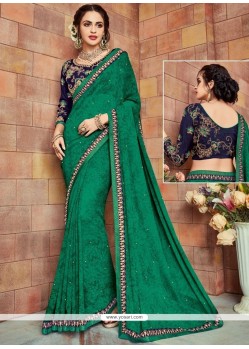 Faux Georgette Embroidered Work Classic Saree