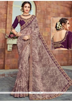 Faux Georgette Lace Work Printed Saree