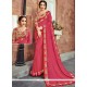 Faux Georgette Pink Lace Work Classic Designer Saree