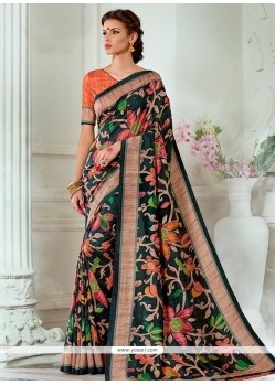 Print Work Tussar Silk Traditional Designer Saree