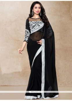Embroidered Faux Georgette Classic Saree In Black