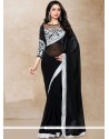 Embroidered Faux Georgette Classic Saree In Black