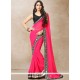 Faux Georgette Hot Pink Embroidered Work Classic Designer Saree