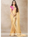 Beige Embroidered Work Traditional Saree