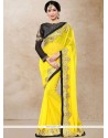 Faux Georgette Yellow Classic Designer Saree