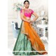 Art Silk Sea Green Embroidered Work Lehenga Choli