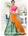 Art Silk Sea Green Embroidered Work Lehenga Choli