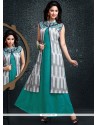 Sea Green Chanderi Cotton Party Wear Kurti