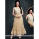 Embroidered Work Cream Party Wear Kurti