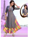 Grey Chanderi Party Wear Kurti