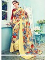 Print Satin Printed Saree In Multi Colour