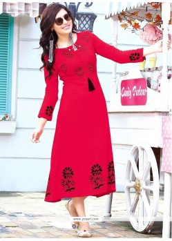 Red Party Wear Kurti