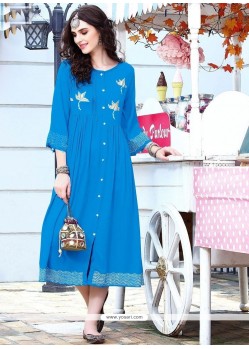 Blue Rayon Party Wear Kurti