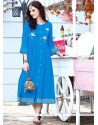 Blue Rayon Party Wear Kurti