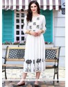 Rayon White Print Work Party Wear Kurti