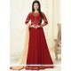 Ayesha Takia Lace Work Red Faux Georgette Floor Length Anarkali Suit