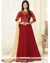 Ayesha Takia Lace Work Red Faux Georgette Floor Length Anarkali Suit