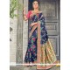 Art Silk Navy Blue Weaving Work Designer Traditional Saree