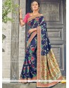 Art Silk Navy Blue Weaving Work Designer Traditional Saree