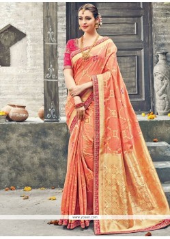 Orange Weaving Work Traditional Designer Saree