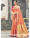 Orange Weaving Work Traditional Designer Saree