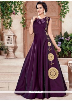 Tafeta Silk Purple Designer Gown