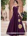 Tafeta Silk Purple Designer Gown