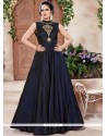 Tafeta Silk Navy Blue Cut Work Work Designer Gown