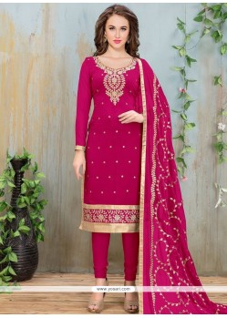 Faux Georgette Hot Pink Churidar Suit