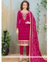 Faux Georgette Hot Pink Churidar Suit