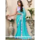 Blue Print Work Printed Saree