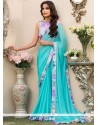 Blue Print Work Printed Saree