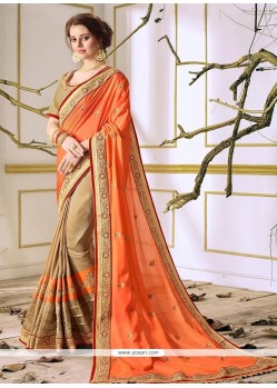 Lace Work Faux Georgette Designer Half N Half Saree