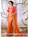 Faux Georgette Orange And Pink Shaded Saree