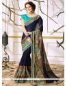 Faux Georgette Navy Blue Classic Designer Saree