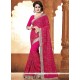 Patch Border Work Hot Pink Faux Georgette Saree