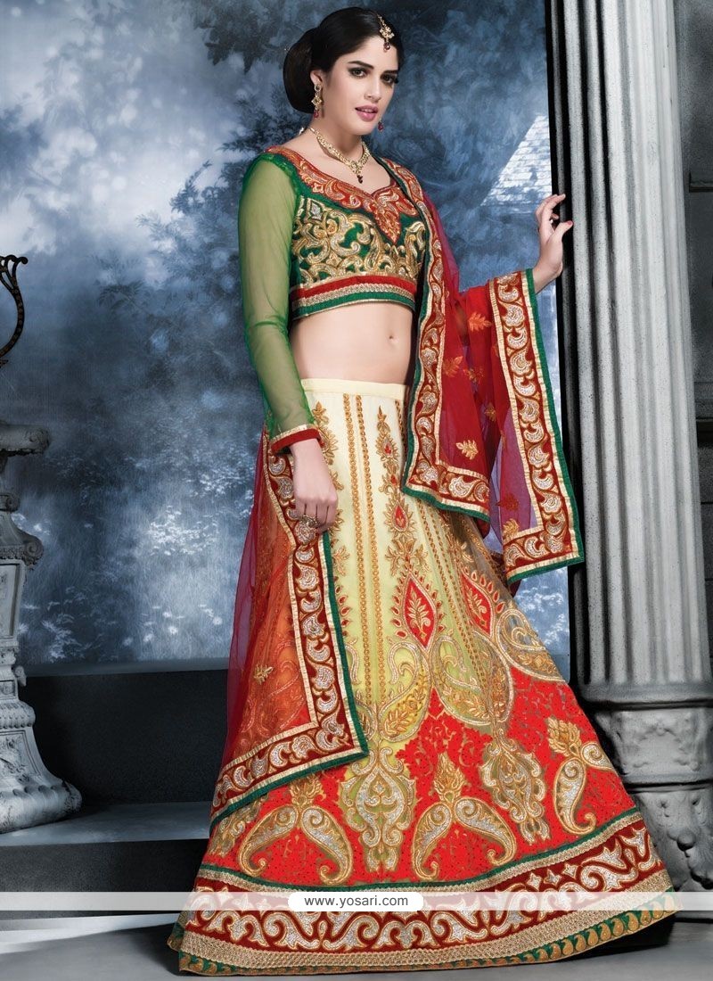 Buy Lace Work Multi Colour Net Lehenga Choli | Designer Lehenga Choli
