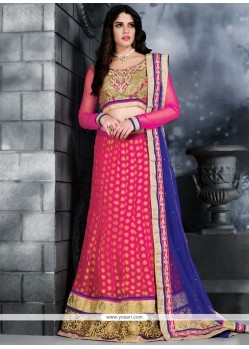 Hot Pink Lace Work Lehenga Choli