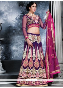 Lace Work Faux Georgette Lehenga Choli