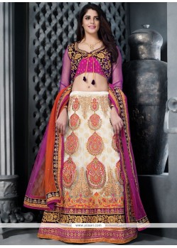 Multi Colour Embroidered Work Net Lehenga Choli