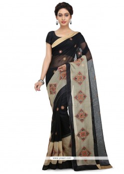 Resham Chanderi Cotton Classic Saree In Black