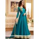 Resham Work Turquoise Banglori Silk Anarkali Suit