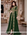 Shamita Shetty Green Faux Georgette Resham Work Anarkali Salwar Suit