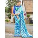 Multi Colour Print Work Faux Georgette Printed Saree